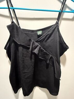 wild fable Black Ruffle-Front Spaghetti Strap Cami